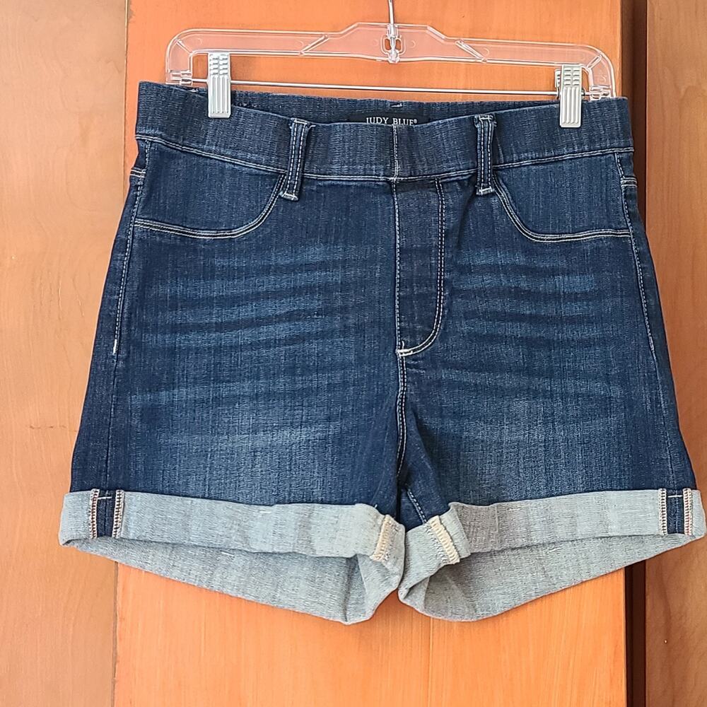 Womens Judy Blue High Waisted Denim Pull On Short XL Cuffed Stretch Casual